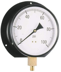 Value Collection - 6" Dial, 1/4 Thread, 0-30 Scale Range, Pressure Gauge - Lower Connection, Rear Flange Connection Mount, Accurate to 3-2-3% of Scale - Benchmark Tooling