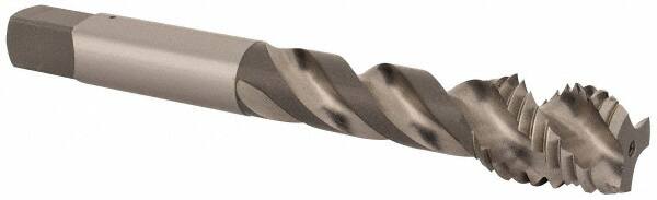 OSG - M12x1.75 Metric Coarse 3 Flute 6H Modified Bottoming Spiral Flute Tap - Vanadium High Speed Steel, Bright Finish, 3-3/8" OAL, Right Hand Flute, Right Hand Thread, D6 - Benchmark Tooling