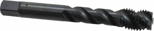 OSG - M12x1.50 Metric Fine 3 Flute Modified Bottoming Spiral Flute Tap - Vanadium High Speed Steel, Oxide Finish, 3-3/8" OAL, Right Hand Flute, Right Hand Thread, D6, Series 299 - Exact Industrial Supply