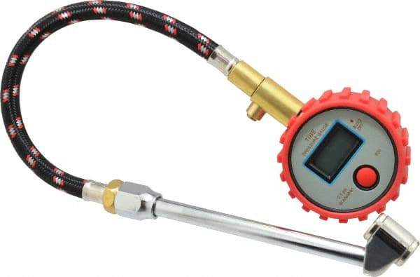 Value Collection - 0 to 160 psi Digital Tire Pressure Gauge - CR2032 Lithium Battery, 9' Hose Length, 0.5 psi Resolution - Benchmark Tooling