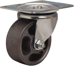 Hamilton - 3" Diam x 1-1/4" Wide x 3-3/4" OAH Top Plate Mount Swivel Caster - Cast Iron, 250 Lb Capacity, Straight Roller Bearing, 3-1/8 x 4-1/8" Plate - Benchmark Tooling