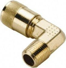 Parker - 1/8-27 Male Pipe, 500 Max psi, 1/4" Tube OD, Forged Male Elbow Access Valve - Brass - Benchmark Tooling