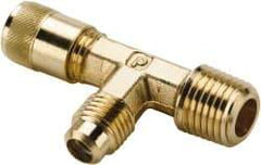 Parker - 1/8-27 Male Pipe, 500 Max psi, 1/4" Tube OD, Forged Male Run Tee Access Valve - Brass - Benchmark Tooling