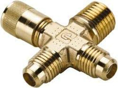Parker - 1/4-18 Male Pipe, 500 Max psi, 5/16" Tube OD, Forged Male Cross Access Valve - Brass - Benchmark Tooling