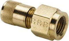 Parker - 500 Max psi, 1/4 Tube OD, Female Flare Connector Access Valve - Brass - Benchmark Tooling