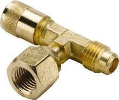 Parker - 500 Max psi, 1/4 Tube OD, Forged Flare Female Branch Tee Access Valve - Brass - Benchmark Tooling
