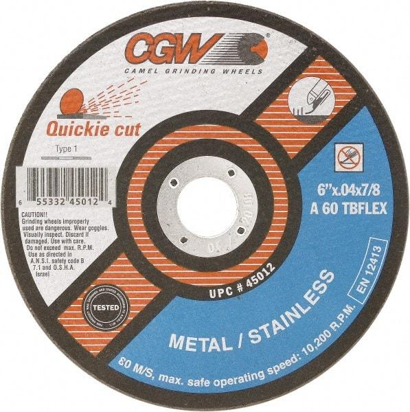 Camel Grinding Wheels - 7" 60 Grit Silicon Carbide Cutoff Wheel - 1/16" Thick, 7/8" Arbor, 8,500 Max RPM - Benchmark Tooling