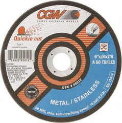 Camel Grinding Wheels - 7" 60 Grit Silicon Carbide Cutoff Wheel - 1/16" Thick, 7/8" Arbor, 8,500 Max RPM - Benchmark Tooling