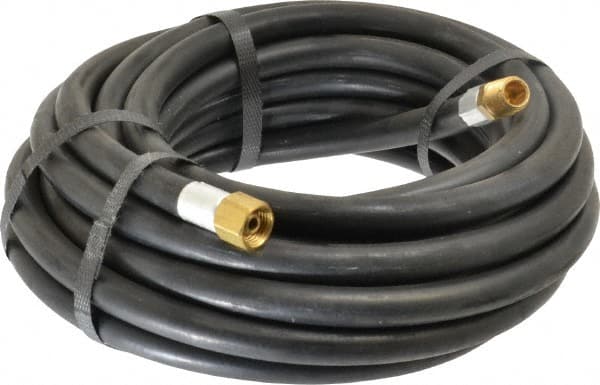 Alliance Hose & Rubber - 1/4" ID x 9/16" OD 25' Long Multipurpose Air Hose - MNPT x FNPT(Swivel) Ends, 300 Working psi, -40 to 190°F, 1/4" Fitting, Black - Benchmark Tooling