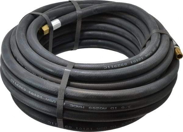 Alliance Hose & Rubber - 3/8" ID x 23/32" OD 50' Long Multipurpose Air Hose - MNPT x FNPT(Swivel) Ends, 200 Working psi, -40 to 190°F, 1/4" Fitting, Black - Benchmark Tooling