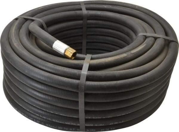 Alliance Hose & Rubber - 3/8" ID x 23/32" OD 100' Long Multipurpose Air Hose - MNPT x FNPT(Swivel) Ends, 300 Working psi, -40 to 190°F, 1/4" Fitting, Black - Benchmark Tooling