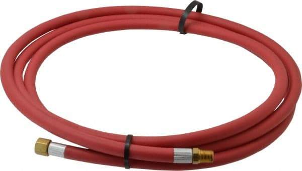 Alliance Hose & Rubber - 1/4" ID x 9/16" OD 10' Long Multipurpose Air Hose - MNPT x FNPT(Swivel) Ends, 300 Working psi, -40 to 190°F, 1/4" Fitting, Red - Benchmark Tooling