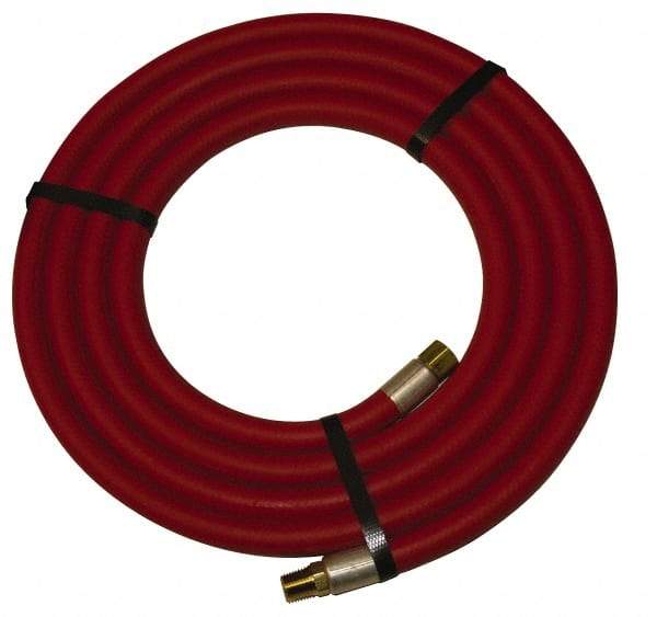 Alliance Hose & Rubber - 1-1/4" ID x 1-25/32" OD 10' Long Multipurpose Air Hose - MNPT x FNPT(Swivel) Ends, 150 Working psi, -40 to 190°F, 1-1/4" Fitting, Red - Benchmark Tooling