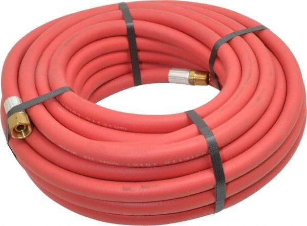 Alliance Hose & Rubber - 3/8" ID x 23/32" OD 50' Long Multipurpose Air Hose - MNPT x FNPT(Swivel) Ends, 300 Working psi, -40 to 190°F, 3/8" Fitting, Red - Benchmark Tooling