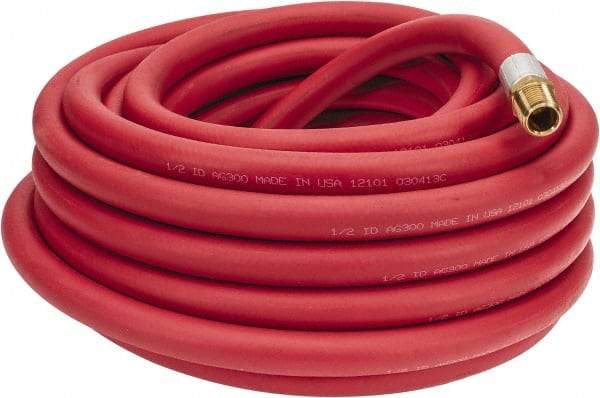 Alliance Hose & Rubber - 1/2" ID x 27/32" OD 50' Long Multipurpose Air Hose - MNPT x FNPT(Swivel) Ends, 300 Working psi, -40 to 190°F, 1/2" Fitting, Red - Benchmark Tooling