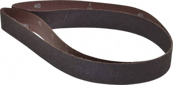 Norton - 1-1/2" Wide x 60" OAL, 40 Grit, Aluminum Oxide Abrasive Belt - Aluminum Oxide, Coarse, Coated, X Weighted Cloth Backing, Series R228 - Benchmark Tooling