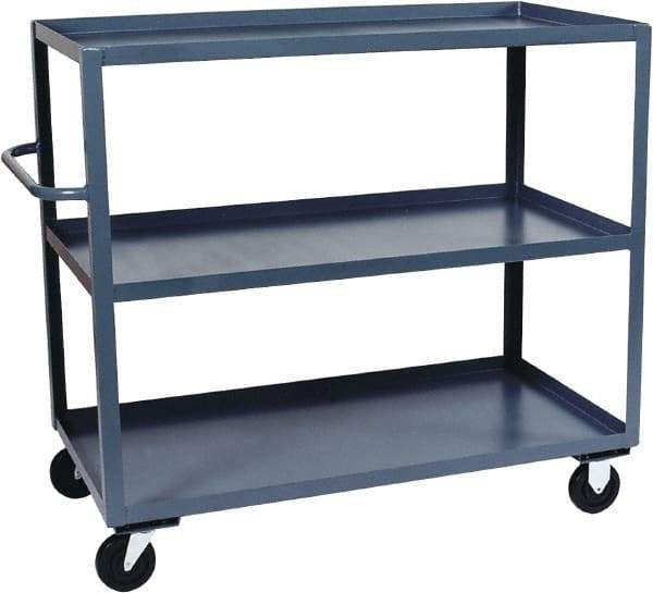 Jamco - 3,000 Lb Capacity, 3 Shelf, Steel Stock Truck - 24" Long x 36" Wide x 48" High, 6" Diam Phenolic Wheels - Benchmark Tooling