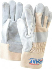 MCR Safety - Size L (9) Split Cowhide General Protection Work Gloves - For General Purpose, Uncoated, Safety Cuff, Full Fingered, Yellow/White, Paired - Benchmark Tooling