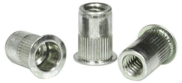 RivetKing - #10-24, 0.13 to 0.225" Grip, 19/64" Drill, Aluminum Standard Rivet Nut - Uncoated, Countersunk Head - Benchmark Tooling