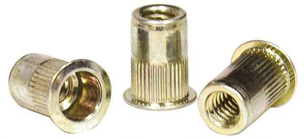 RivetKing - #8-32, 0.02 to 0.08" Grip, Steel Standard Rivet Nut - Zinc Yellow Dichromate Finish, Countersunk Head - Benchmark Tooling