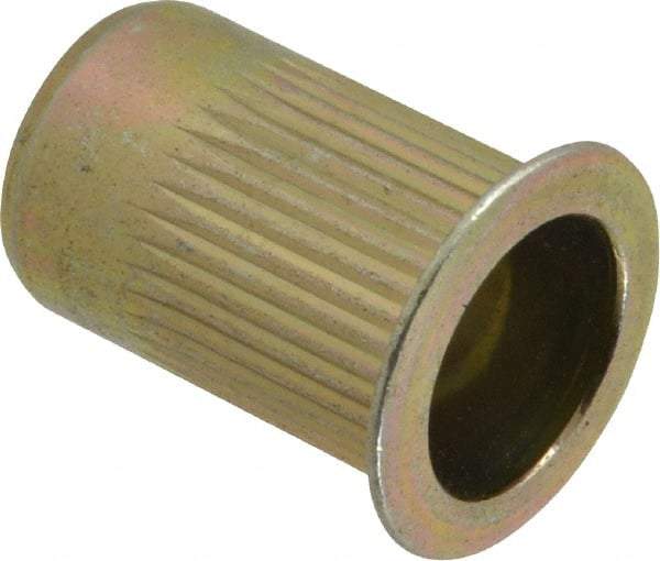 RivetKing - 0.13 to 0.225" Grip, Steel Standard Rivet Nut - Zinc Yellow Dichromate Finish, Countersunk Head - Benchmark Tooling