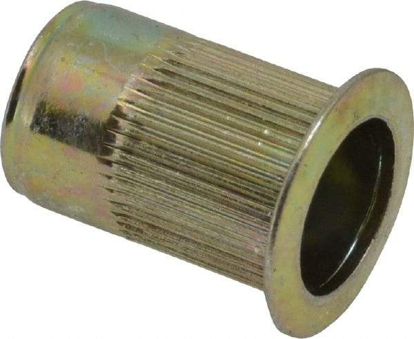 RivetKing - 0.13 to 0.225" Grip, Steel Standard Rivet Nut - Zinc Yellow Dichromate Finish, Countersunk Head - Benchmark Tooling