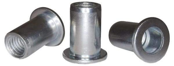 RivetKing - #10-32, 0.13 to 0.18" Grip, 1/4" Drill, Steel Standard Rivet Nut - Zinc Plated, Round Head - Benchmark Tooling