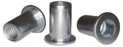 RivetKing - #10-32, 0.13 to 0.18" Grip, 1/4" Drill, Aluminum Standard Rivet Nut - Uncoated, Round Head - Benchmark Tooling