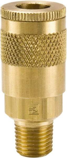 Parker - 3/8-18 Male NPTF Tru-Flate Automotive Pneumatic Hose Coupler - Brass, 3/8" Body Diam - Benchmark Tooling