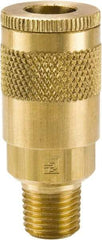 Parker - 3/8-18 Male NPTF Tru-Flate Automotive Pneumatic Hose Coupler - Brass, 3/8" Body Diam - Benchmark Tooling