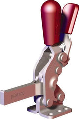 De-Sta-Co - 607 Lb Holding Capacity, Vertical Handle, Manual Hold Down Toggle Clamp - 66° Handle Movement, 75° Bar Opening, Solid Bar, Flanged Base, Carbon Steel - Benchmark Tooling