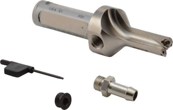 Seco - 1.496" Max Drill Depth, 2xD, 3/4" Diam, Indexable Insert Drill - 2 Inserts, 1" Shank Diam, Straight Shank - Benchmark Tooling