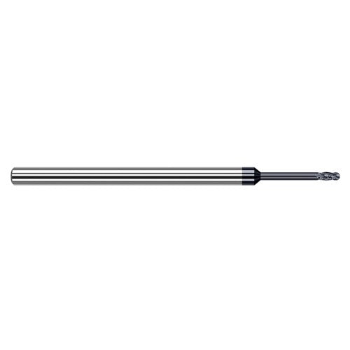 0.8 mm Dia. × 4 mm Shank × 1.2 mm DOC × 50 mm OAL, Carbide AlTiN, Stub , 4 Flute, Ballnose End Mill - Exact Industrial Supply