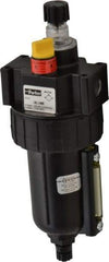 Parker - 1/4" NPT, 250 Max psi Intermediate Micro Mist Lubricator - Metal Bowl with Sight Glass, Zinc Body, 40 CFM, 175°F Max Temp, 2.81" Wide x 7.82" High - Benchmark Tooling