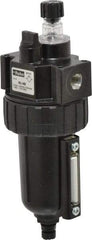 Parker - 1/4" NPT, 250 Max psi Intermediate Mist Lubricator - Metal Bowl with Sight Glass, Zinc Body, 40 CFM, 175°F Max Temp, 2.81" Wide x 7.82" High - Benchmark Tooling