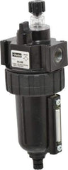 Parker - 3/8" NPT, 250 Max psi Intermediate Mist Lubricator - Metal Bowl with Sight Glass, Zinc Body, 60 CFM, 175°F Max Temp, 2.81" Wide x 7.82" High - Benchmark Tooling