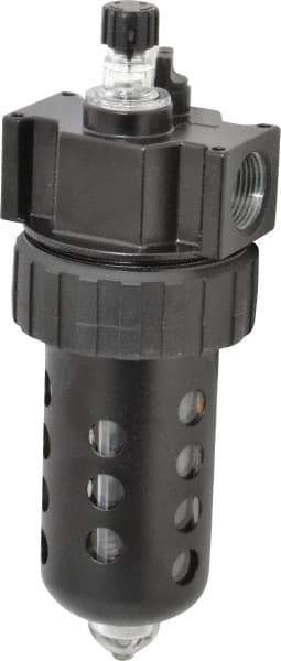 Parker - 3/4" NPT, 150 Max psi Standard Mist Lubricator - Polycarbonate Bowl with Sight Glass, Zinc Body, 90 CFM, 125°F Max Temp, 3.24" Wide x 9.27" High - Benchmark Tooling