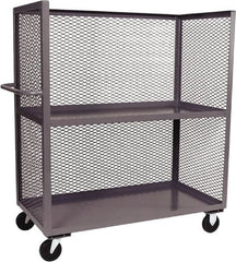 Jamco - 2,000 Lb Capacity, 2 Shelf, 3-Sided Steel Truck - 36" Long x 24" Wide x 57" High, 6" Diam Phenolic Resin Wheels - Benchmark Tooling