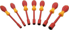 Wiha - 7 Piece 3/16 to 1/2" Insulated Nutdriver Set - Solid Shaft, Ergonomic Handle - Benchmark Tooling