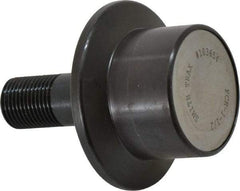 Accurate Bushing - 1-1/2" Roller Diam x 1-3/16" Width, 5/8" Stud Diam x 1-1/2" Length, Flanged Load Roller - Steel, 3/4" Thread Length, 5/8-18 Thread, 2,520 Lb Dynamic Cap, 1,370 Lb Static Cap - Benchmark Tooling