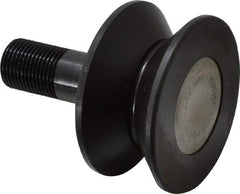 Accurate Bushing - 2-1/2" Roller Diam x 1-5/16" Width, 3/4" Stud Diam x 1-3/4" Length, V Guide Roller - Steel, 7/8" Thread Length, 3/4-16 Thread, 2,760 Lb Dynamic Cap, 1,100 Lb Static Cap - Benchmark Tooling