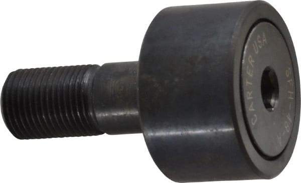 Made in USA - 1-1/2" Roller Diam x 7/8" Width, 5/8" Stud Diam x 1-1/2" Length, Stud Cam Follower - Steel, 3/4" Thread Length, 5/8-18 Thread, 3,872 Lb Dynamic Cap - Benchmark Tooling