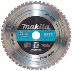 Makita - 5-3/8" Diam, 5/8" Arbor Hole Diam, 50 Tooth Wet & Dry Cut Saw Blade - Carbide-Tipped, General Purpose Action, Standard Round Arbor - Benchmark Tooling