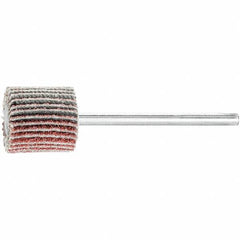 PFERD - 5/8" Diam x 5/8" Face Width, Aluminum Oxide Coated Mounted Flap Wheel - 1/8" Shank Mount, 60 Grit, 50,000 Max RPM - Benchmark Tooling