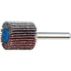 PFERD - 1" Diam x 1" Face Width, Aluminum Oxide Coated Mounted Flap Wheel - 1/4" Shank Mount, 40 Grit, 25,000 Max RPM - Benchmark Tooling