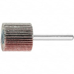 PFERD - 1" Diam x 1" Face Width, Aluminum Oxide Coated Mounted Flap Wheel - 1/4" Shank Mount, 80 Grit, 25,000 Max RPM - Benchmark Tooling