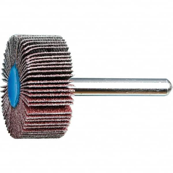 PFERD - 1-3/8" Diam x 5/8" Face Width, Aluminum Oxide Coated Mounted Flap Wheel - 1/4" Shank Mount, 80 Grit, 23,000 Max RPM - Benchmark Tooling