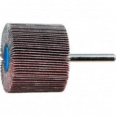 PFERD - 2" Diam x 1-1/2" Face Width, Aluminum Oxide Coated Mounted Flap Wheel - 1/4" Shank Mount, 80 Grit, 15,000 Max RPM - Benchmark Tooling