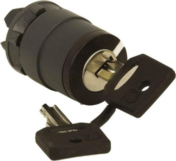 Schneider Electric - 22mm Mount Hole, 2 Position, Key Operated, Selector Switch Only - Black, Momentary (MO), Nonilluminated, Shock, Vibration and Water Resistant - Benchmark Tooling