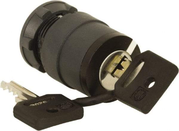 Schneider Electric - 22mm Mount Hole, 2 Position, Key Operated, Selector Switch Only - Black, Maintained (MA), Nonilluminated, Shock, Vibration and Water Resistant - Benchmark Tooling